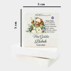 BabyShower - Bebek Mevlüdü Doğal Taş Magnet b06