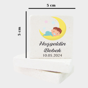 BabyShower - Bebek Mevlüdü Doğal Taş Magnet b010