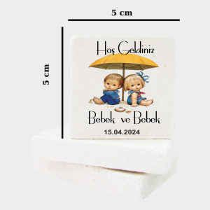 BabyShower - Bebek Mevlüdü Doğal Taş Magnet b011