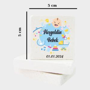 BabyShower - Bebek Mevlüdü Doğal Taş Magnet b012