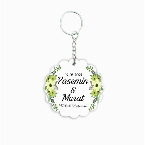 Nikah Hatırası MDF Ahşap Anahtarlık  a022