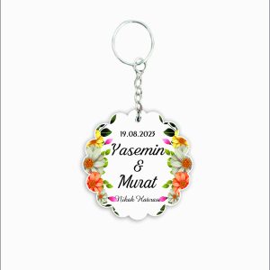 Nikah Hatırası MDF Ahşap Anahtarlık  a024