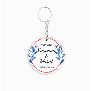 Nikah Hatırası MDF Ahşap Anahtarlık  a025