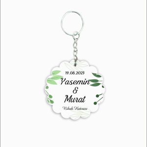 Nikah Hatırası MDF Ahşap Anahtarlık  a026
