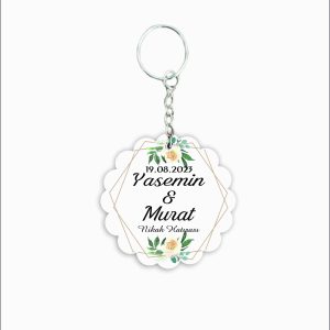 Nikah Hatırası MDF Ahşap Anahtarlık a029