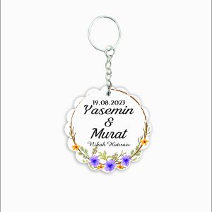Nikah Hatırası MDF Ahşap Anahtarlık  a039