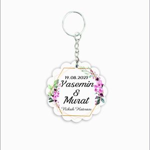 Nikah Hatırası MDF Ahşap Anahtarlık  a031