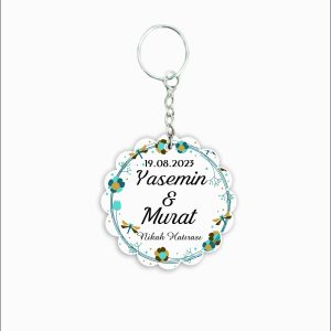 Nikah Hatırası MDF Ahşap Anahtarlık  a034
