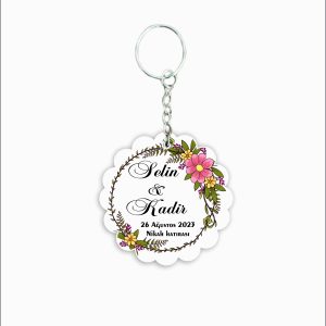 Nikah Hatırası MDF Ahşap Anahtarlık  a035
