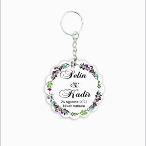 Nikah Hatırası MDF Ahşap Anahtarlık  a036