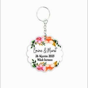 Nikah Hatırası MDF Ahşap Anahtarlık  a038