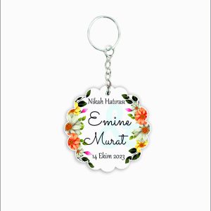 Nikah Hatırası MDF Ahşap Anahtarlık  a040
