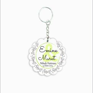 Nikah Hatırası MDF Ahşap Anahtarlık  a048