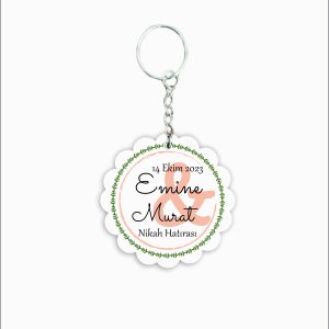 Nikah Hatırası MDF Ahşap Anahtarlık  a050