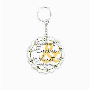 Nikah Hatırası MDF Ahşap Anahtarlık  a051