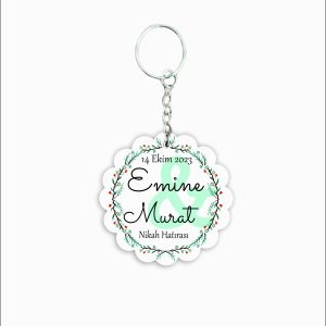 Nikah Hatırası MDF Ahşap Anahtarlık  a052