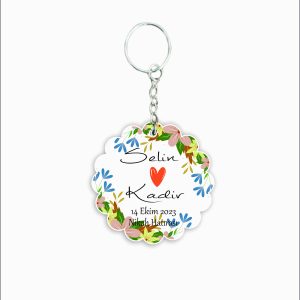 Nikah Hatırası MDF Ahşap Anahtarlık  a057