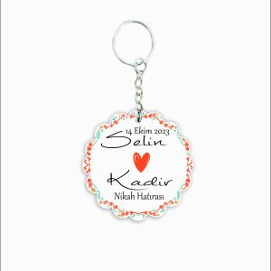 Nikah Hatırası MDF Ahşap Anahtarlık  a063