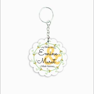 Nikah Hatırası MDF Ahşap Anahtarlık  a066