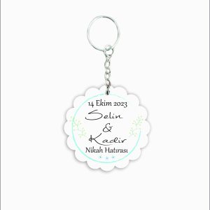 Nikah Hatırası MDF Ahşap Anahtarlık  a068