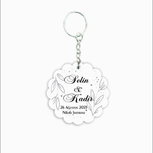 Nikah Hatırası MDF Ahşap Anahtarlık  a074