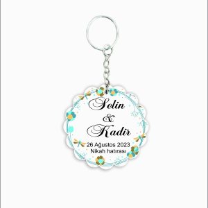 Nikah Hatırası MDF Ahşap Anahtarlık  a079