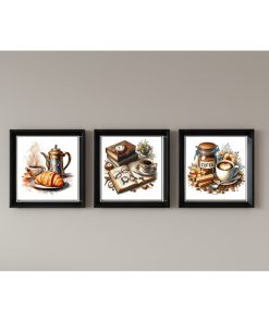 Çerçeveli Pleksi Camlı Kahve Köşesi Temalı Tablo 20 x 20 cm