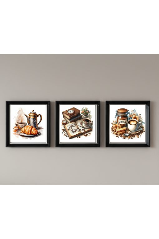 Çerçeveli Pleksi Camlı Kahve Köşesi Temalı Tablo 20 x 20 cm