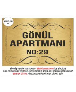 30 x60 cmBertek Dijital - Gold Site Apartman Isimliği Aparman Tabelası Metal Aliminyum
