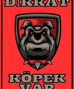 Kırmızı Zemin Dikkat Köpek Var 20 cm x 30 cm 3 mm Dekota