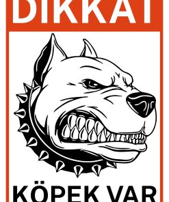 Kırmızı Beyaz Dikkat Köpek Var 20 cm x 30 cm 3 mm Dekota