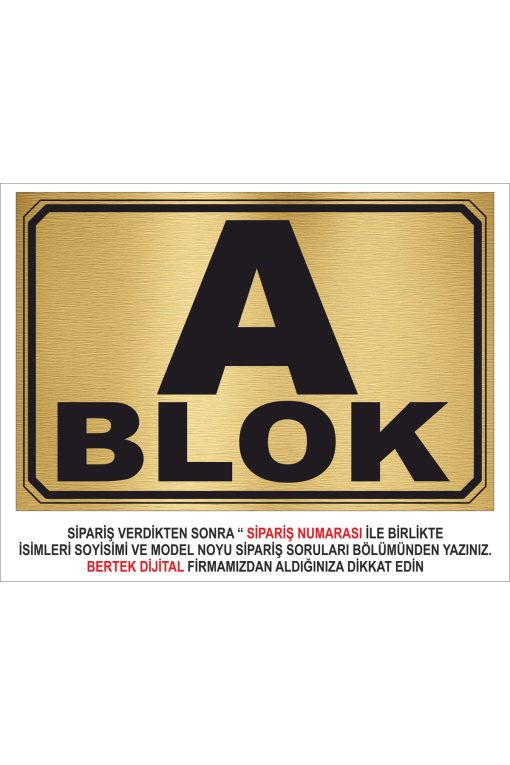 Apartman Site Blok Tabela 30 x 40Gold Metal