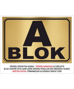 Apartman Site Blok Tabela 20 x 30 Gold Metal