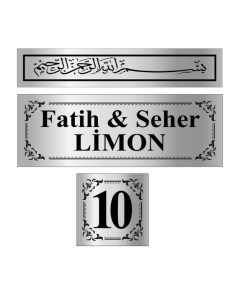 3'lü Metal Kapı Isimliği, Kapı Numarası, Besmele 149a