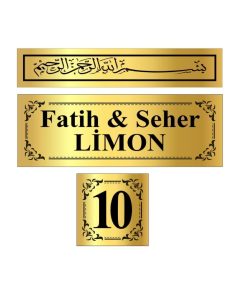 3'lü Metal Kapı Isimliği, Kapı Numarası, Besmele 149a