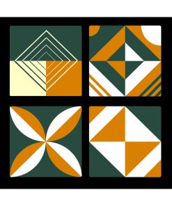 Desenli Doğal Taş Bardak Altlığı 4 Adet