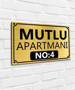 Apartman-site Kapı Isimliği Kapı Tabelası Gold 20x30 Cm