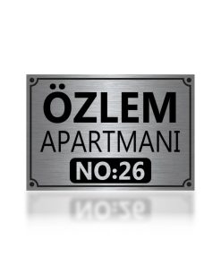 30 X 40 Apartman-site Kapı Isimliği Kapı Tabelası Gümüş 30 x 40 Cm