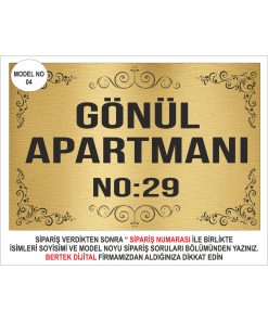 Bertek Dijital - Gold Site Apartman Isimliği Aparman Tabelası Metal Aliminyum