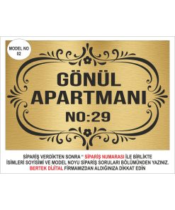 KOPYA - Bertek Dijital - Gold Site Apartman Isimliği Aparman Tabelası Metal Aliminyum