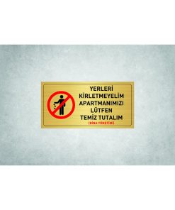 YERLERE ÇÖP ATMAYINIZ YAZILI METAL LEVHA