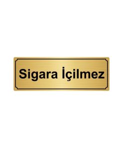 Altın Metal Sigara İçilmez Yönlendirme Levhası 10cm x 20cm