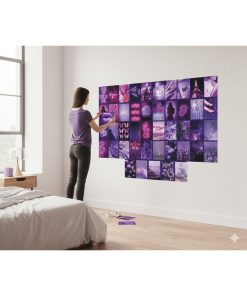 Mor Temalı 45 Adet Duvar Poster Seti, Özel Tasarım, Oda Dekoru (MOR45)