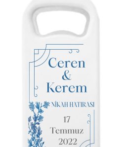 10 Adet Düğün Nişan Söz Nikah Mevlüd Hediyesi - Hediyelik Magnet Açacak - Mavi