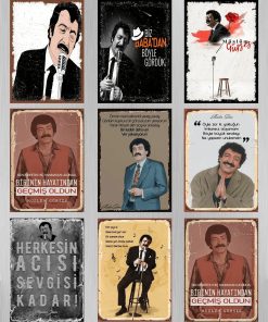 9 Parça Müslüm Gürses Tasarım Ahşap Tablo Seti