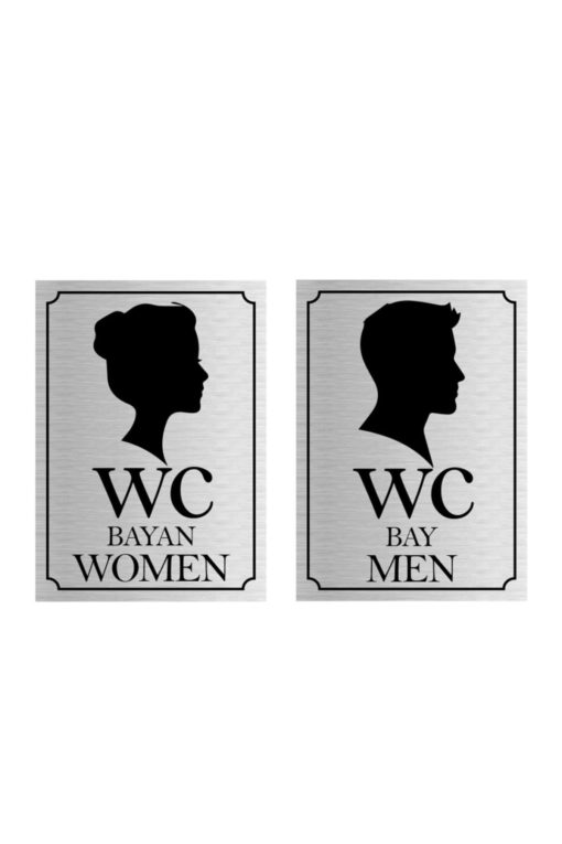 Wc Yazısı 8x12 Cm Metal 2 Adet Gümüş Levha