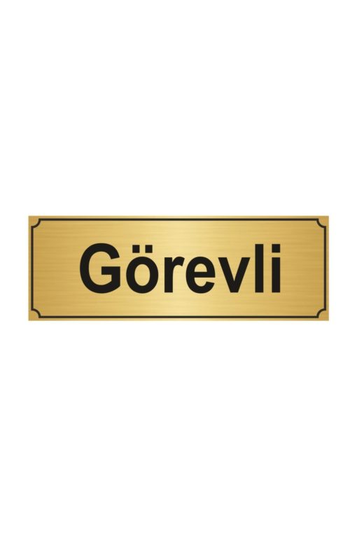 Görevli Yönlendirme Levhası 7 cm x 20 cm Altın Renk Metal