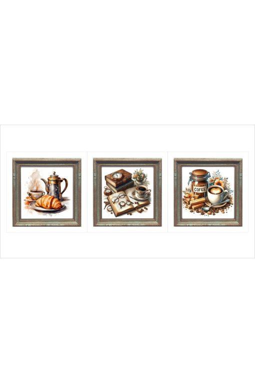 Çerçeveli Pleksi Camlı Tuval Kanvas Kahve Köşesi Temalı Tablo 20 x 20 cm