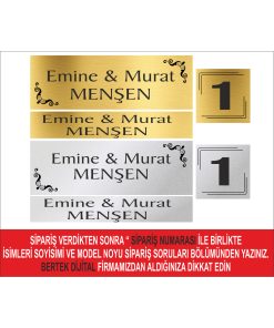Bertek Dijital Gümüş / Gold Kapı Isimliği, Kapı Numarası Seti 08