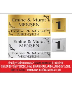 Bertek Dijital Gümüş / Gold Kapı Isimliği, Kapı Numarası Seti 07